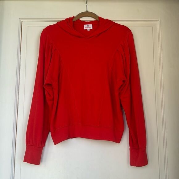 Red Dolmain Sleeve Cotton/Modal Blend Hooded Sweatshirt By Sundry - Picture 1 of 5